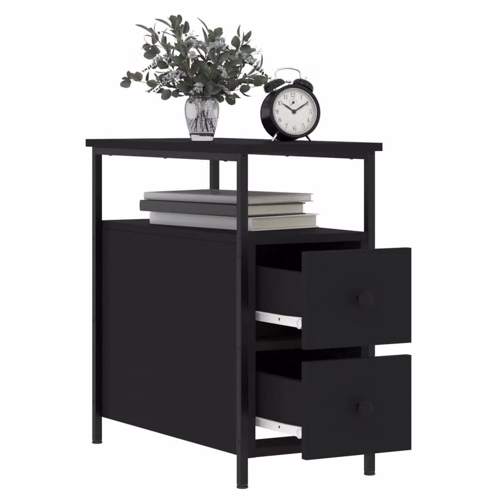 Berkfield Home Set of 2 Durable Black Bedside Cabinets, W/D/H: 60 x 30 x 60 cm – 3