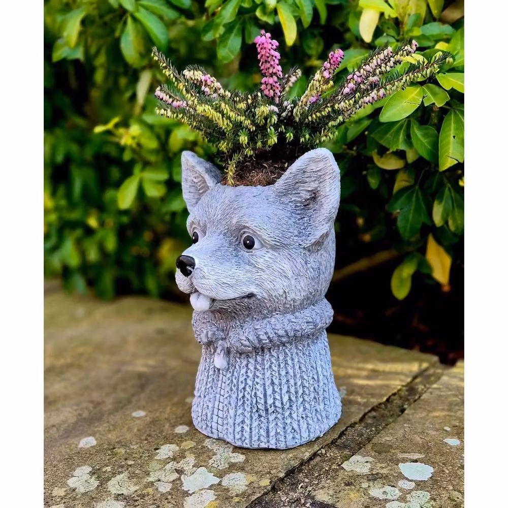 SPETLEK Grey Fox Garden Ornament Planter Pot – 3