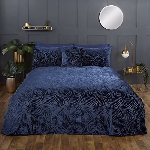 Rapport Home Paloma Velvet Duvet Cover Set, Blue, W: 200 x D: 200 cm – 1