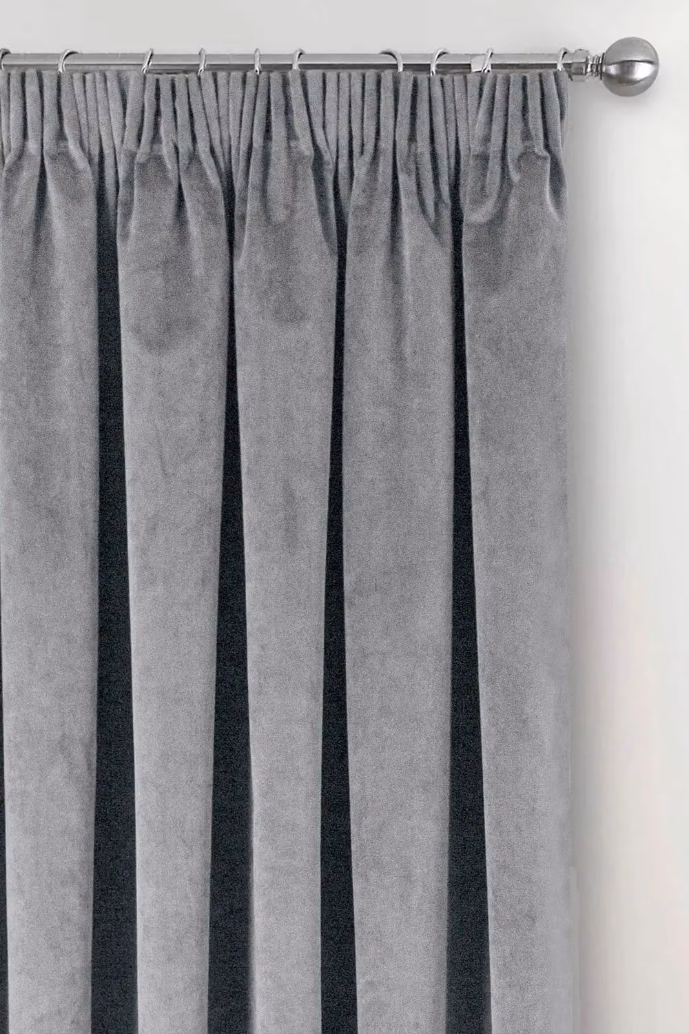 Enhanced Living Grey Velvet Blackout and Thermal Insulating Pair of Curtains with Tape Top, Width: 168 cm, Drop: 183 cm – 2