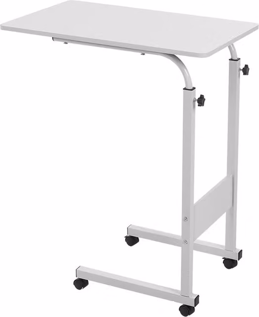 Kidkid Height-Adjustable Modern Rectangular Overbed Table in White