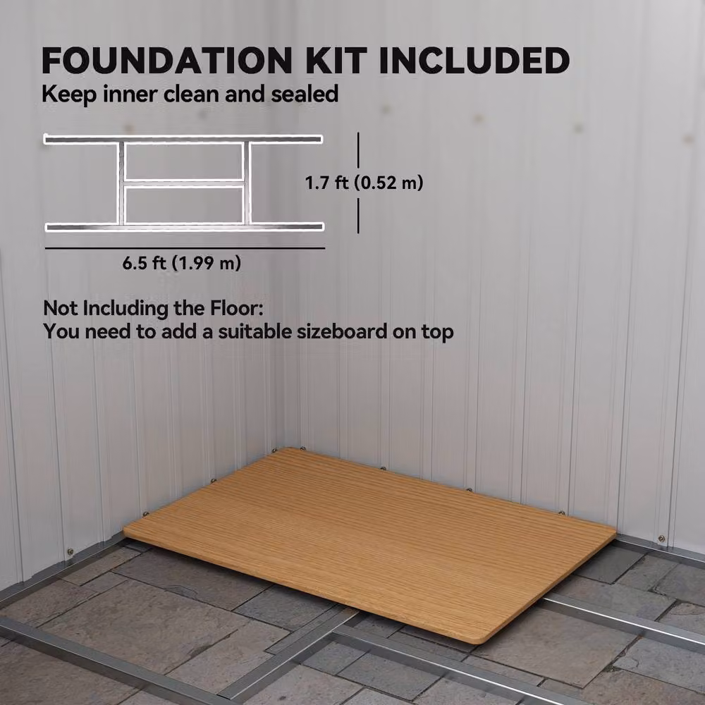 STILVORA Modern Green Steel Garden Shed with Foundation Kit and Double Doors, Height: 213 cm, Width: 213 cm, Depth: 119 cm – 4