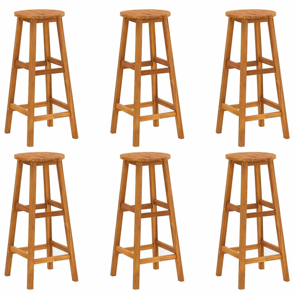 Berkfield Home Dense Bar Stools, Set of 6, Brown Solid Acacia Wood – 3