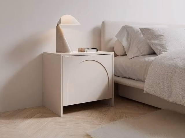 Maison Céphy Nalyra Set of 2 Beige Bedside Tables with 1 Door, W/D/H: 40 x 50 x 52 cm – 1
