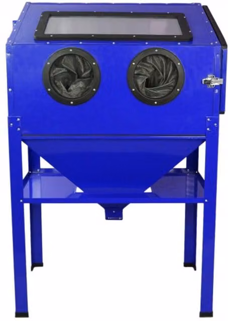 MAXBLAST Sandblasting Cabinet 220L with Grade 40 Brown Aluminium Oxide in Blue