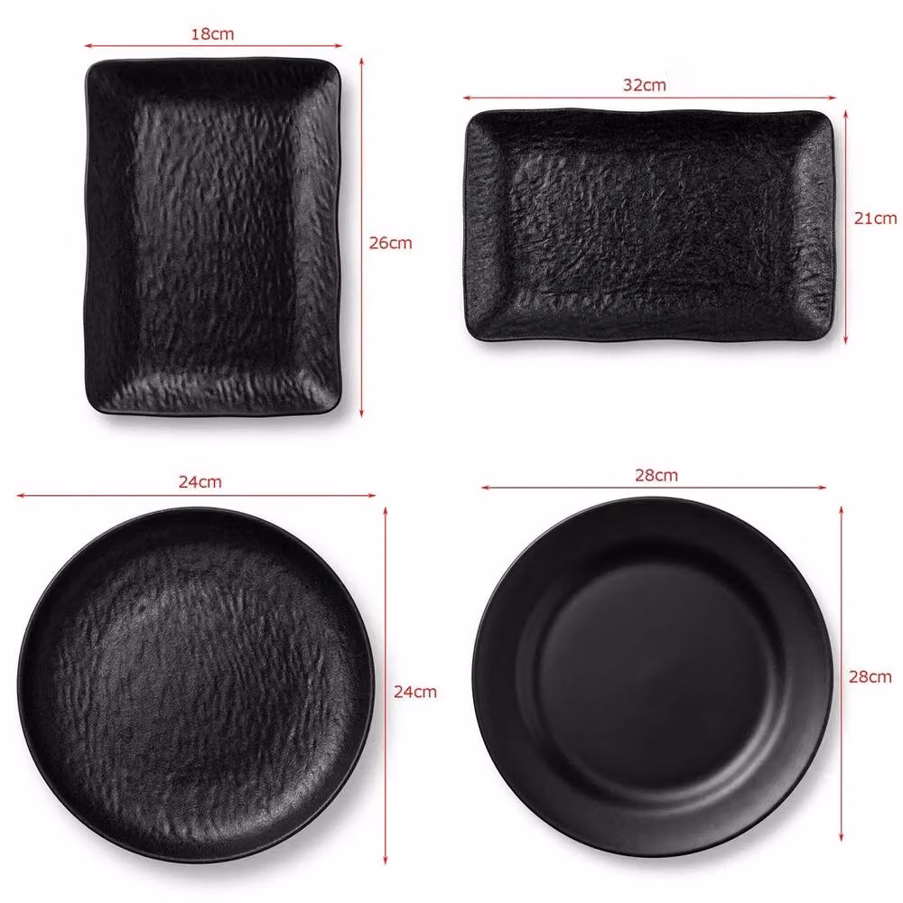 NESTLUNE Round Black Plastic Dinner Plate, Diameter: 28 cm – 4