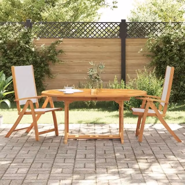 Berkfield Home Set of 2 Folding Garden Chairs in Brown Acacia Wood and Textilene – 1