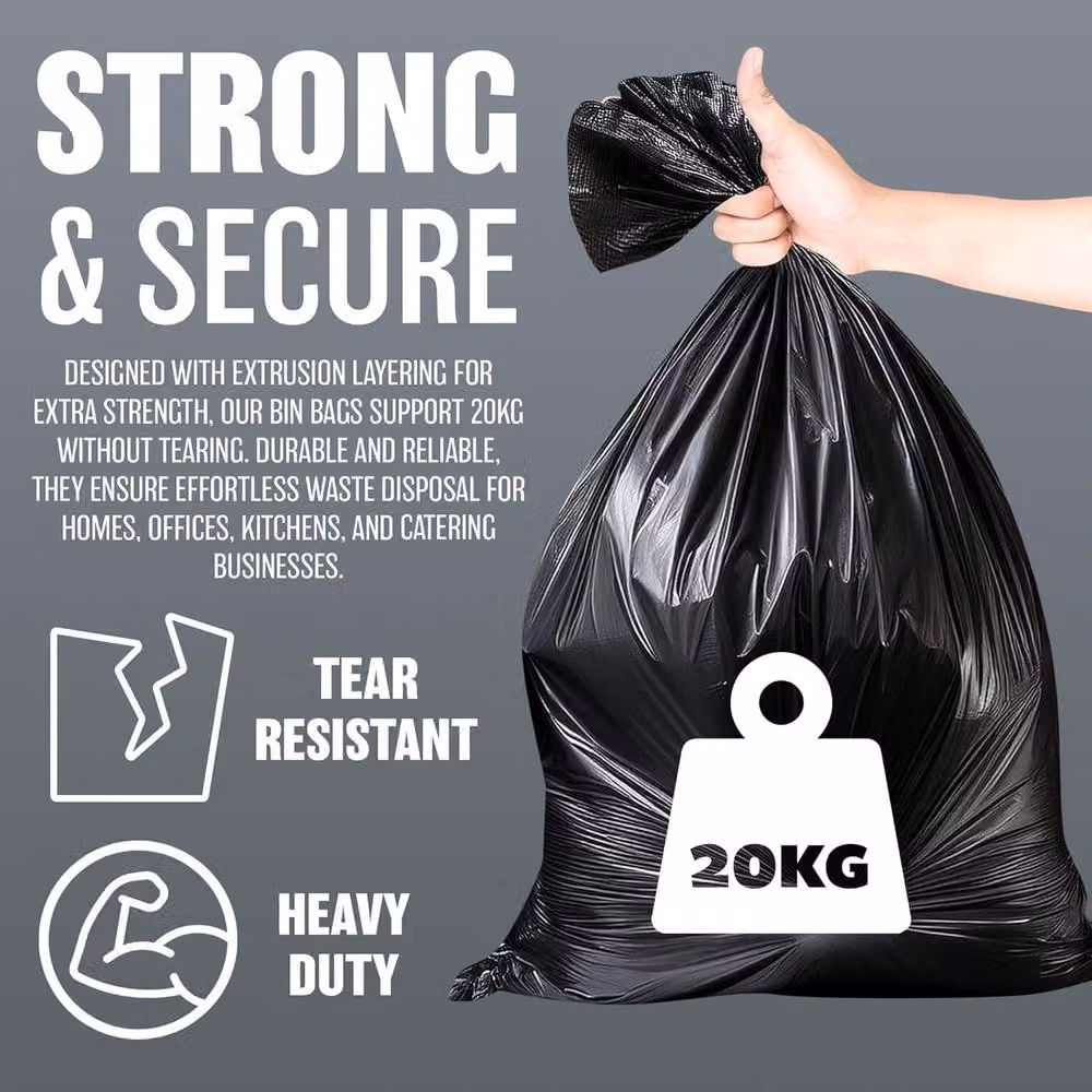 BARGAINS-GALORE Pack of 40 Heavy Duty Black Refuse Sacks, 70l – 4