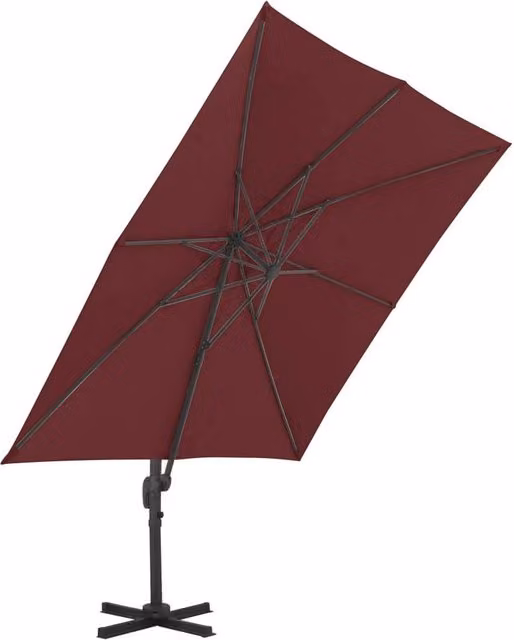 Berkfield Home Elegant Cantilever Garden Umbrella with Aluminium Pole, Bordeaux Red, W/D/H: 400 x 400 x 268 cm