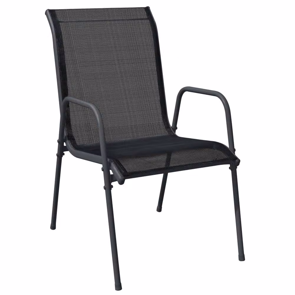 Berkfield Home Modern Garden Chairs, Set of 2, Black Steel and Textilene – 3