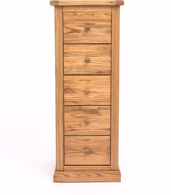 Cabinet Bits Salerno 5 Drawer Narrow Chest of Drawers in Sand Brown Wood – 1