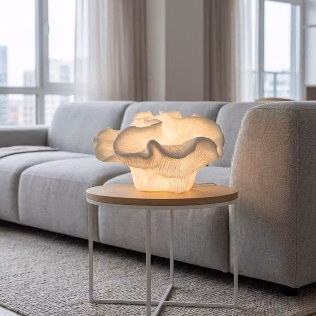 Garden Greatness Natural Rose Coral Table Lamp in Beige