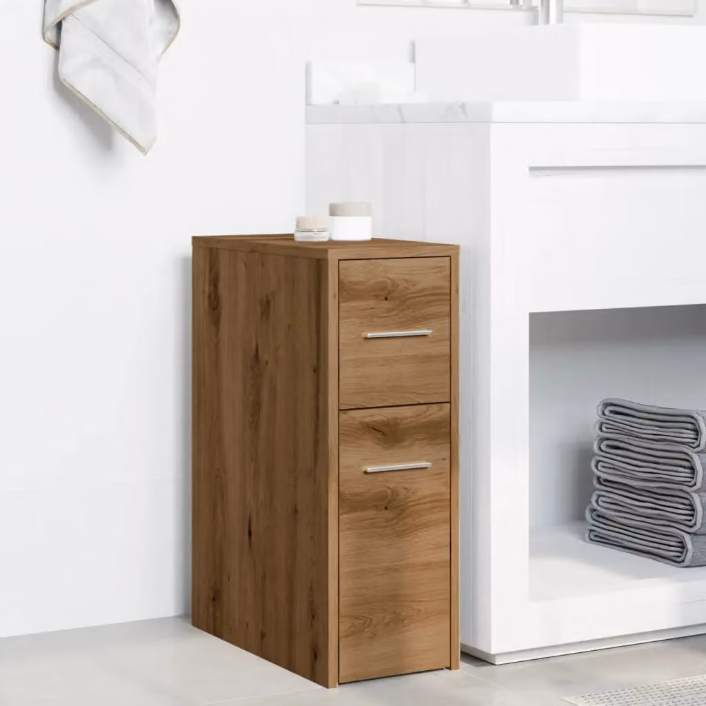 Berkfield Home Narrow Bathroom Cupboard with Wheels in Artisan Oak Brown – 3