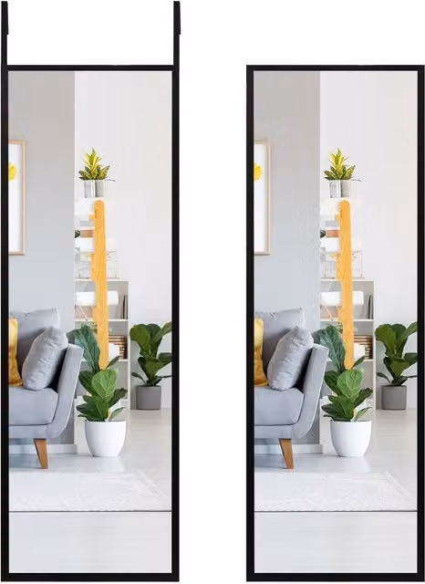 Costway Decorative Over the Door Mirror in Black