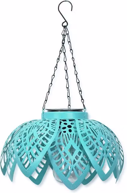ValueLights Aqua Artichoke Blue Hanging Solar LED Garden Lantern