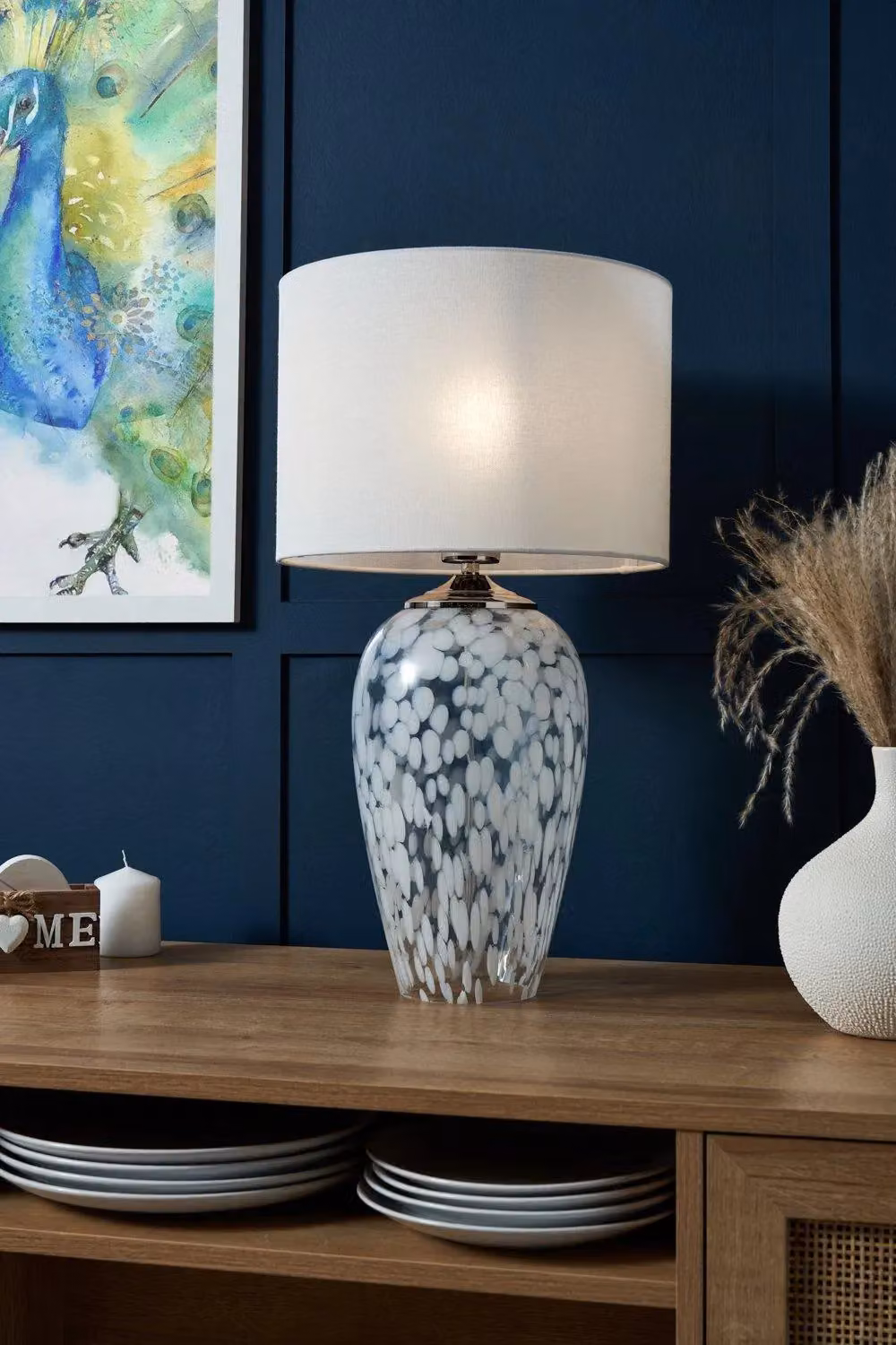 BHS Lighting Agnes Table Lamp in Silver and White – 2
