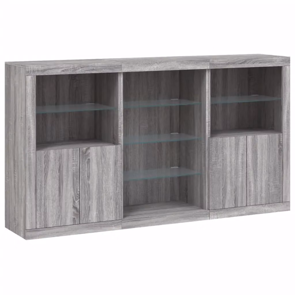 Berkfield Home Modern Sideboard with Integrated LED Lights in Grey Sonoma, W: 181.5 cm, D: 37 cm, H: 100 cm – 3