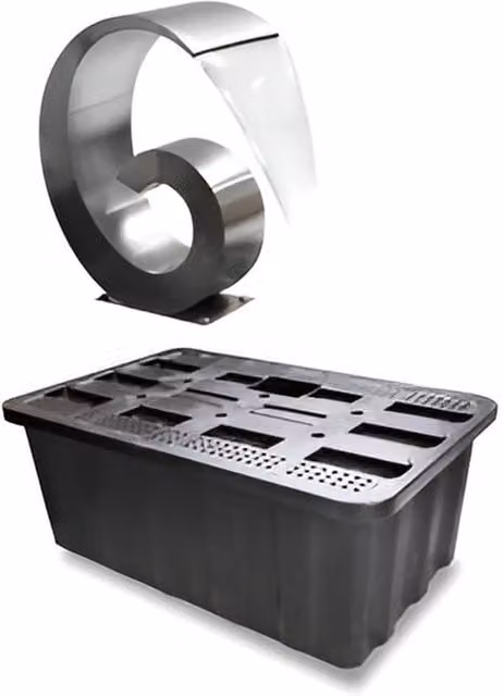 Primrose Modern Rectangular Cascading Stainless Steel Water Feature with Plastic Reservoir in Silver