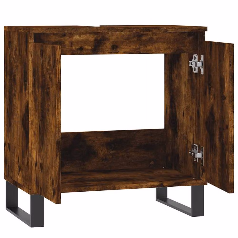 Berkfield Home Durable Freestanding Bathroom Cabinet in Smoked Oak Brown, W/D/H: 58 x 33 x 60 cm – 4