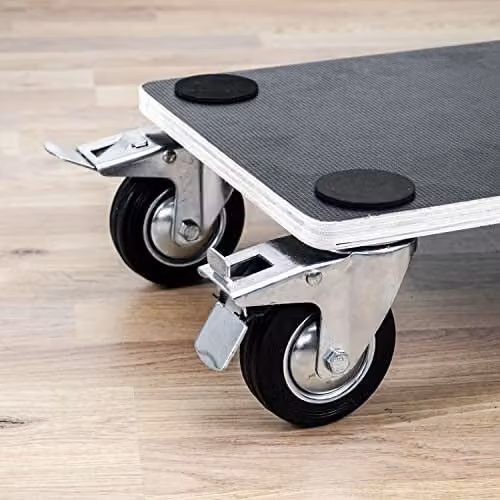 TekBox 4 Wheel Furniture Moving House Dolly in Black and Brown, W: 58 cm, D: 30 cm – 5