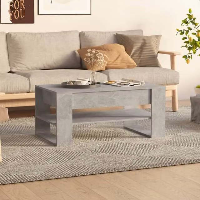 Berkfield Home Modern Rectangular Coffee Table in Concrete Grey, W/D/H: 102 x 55 x 45 cm – 1