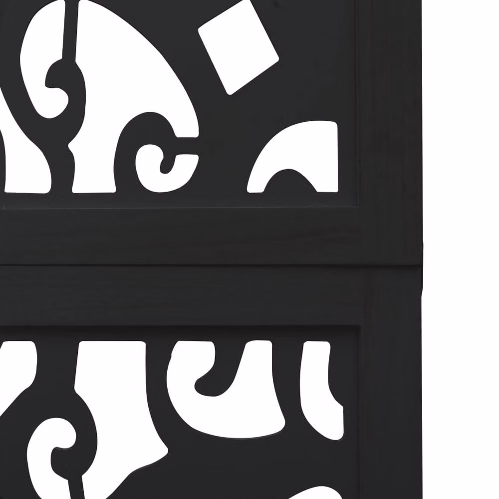 Berkfield Home 6 Panel Black Solid Paulownia Wood Room Divider – 4