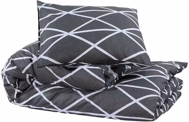Berkfield Home Elegant Grey Cotton Duvet Cover and Pillowcase Set, W: 140 cm, H: 200 cm, Pillowcase: 60 x 70 cm