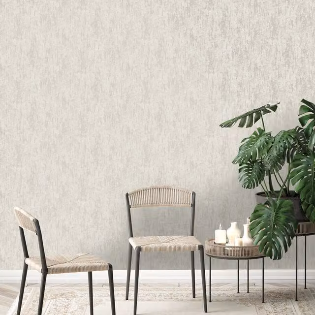 Holden Decor Loft Texture Industrial Concrete Stone Distressed Metallic Wallpaper in Gold and Silver