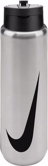 Nike Recharge Stainless Steel Straw Bottle with Carry Handle, Grey and Silver, 709 ml