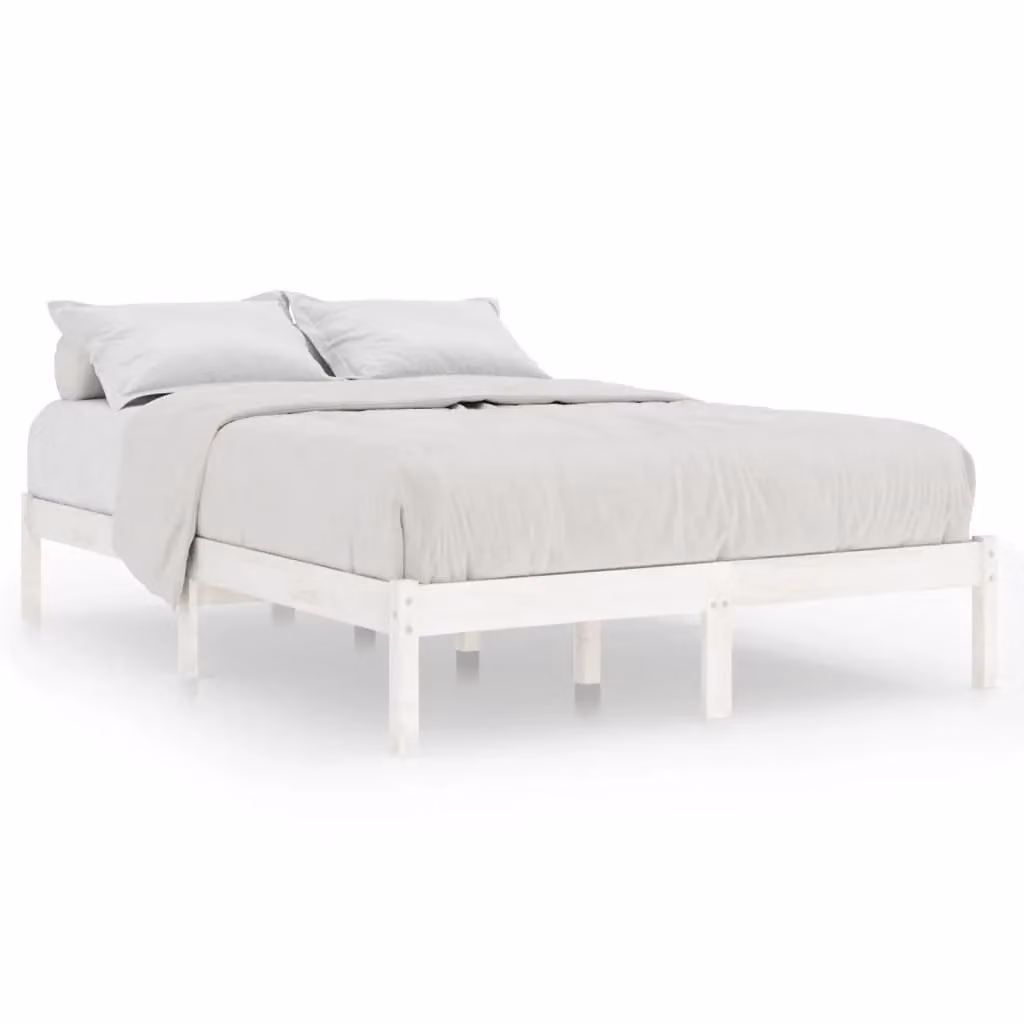 Berkfield Home Modern White Solid Pine Wood Bed Frame W/D/H: 200 x 200 cm – 2