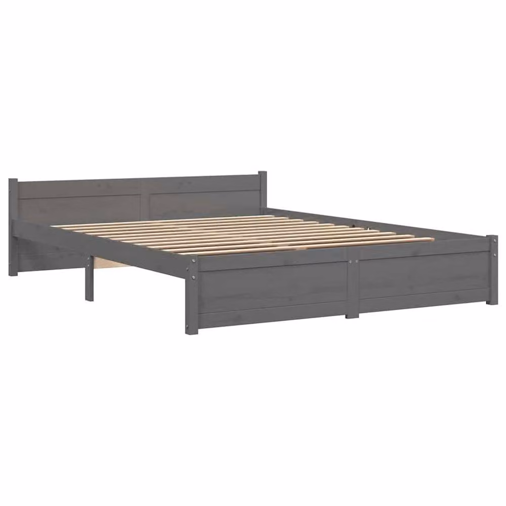 Berkfield Home Grey Solid Pine Wood Bed Frame with Drawers W: 135 cm, D: 190 cm – 3