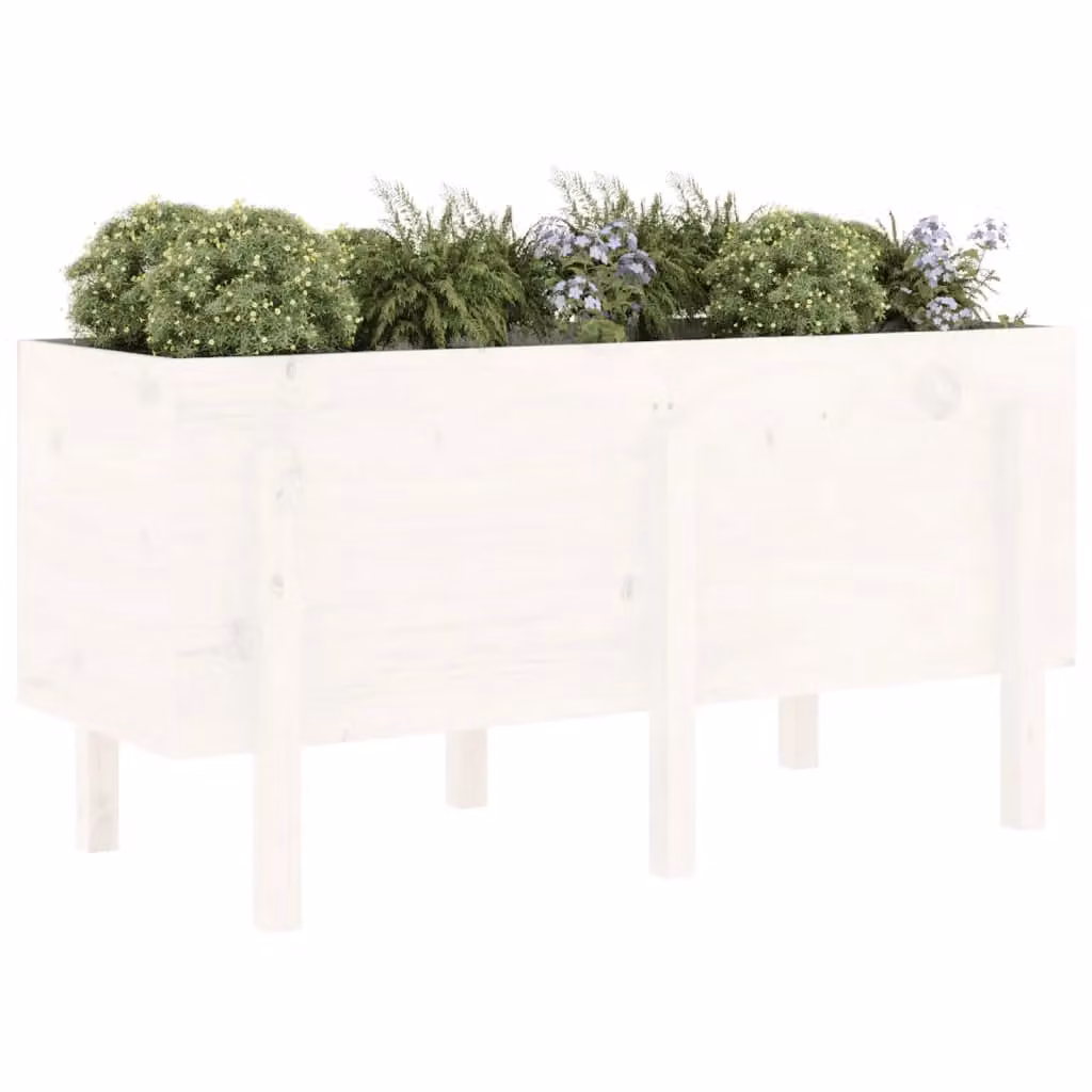 Berkfield Home Garden White Wooden Raised Bed W/D/H: 121 x 50 x 57 cm – 2