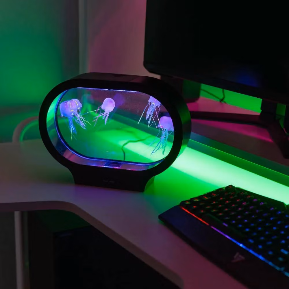 ValueLights Jellyfish LED Colour Changing Aquarium Table Lamp in Black and Multicolour – 6
