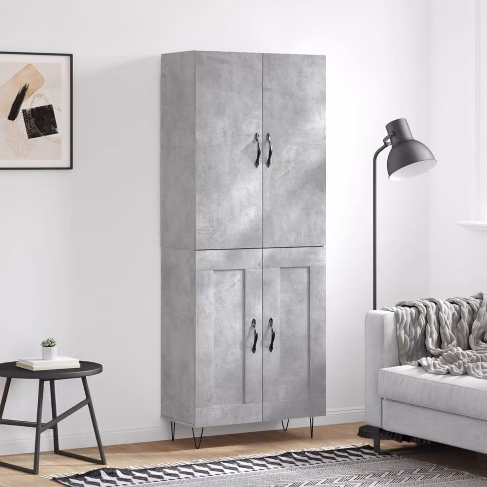 Berkfield Home Highboard in Concrete Grey, W/D/H: 69.5 x 34 x 180 cm – 2