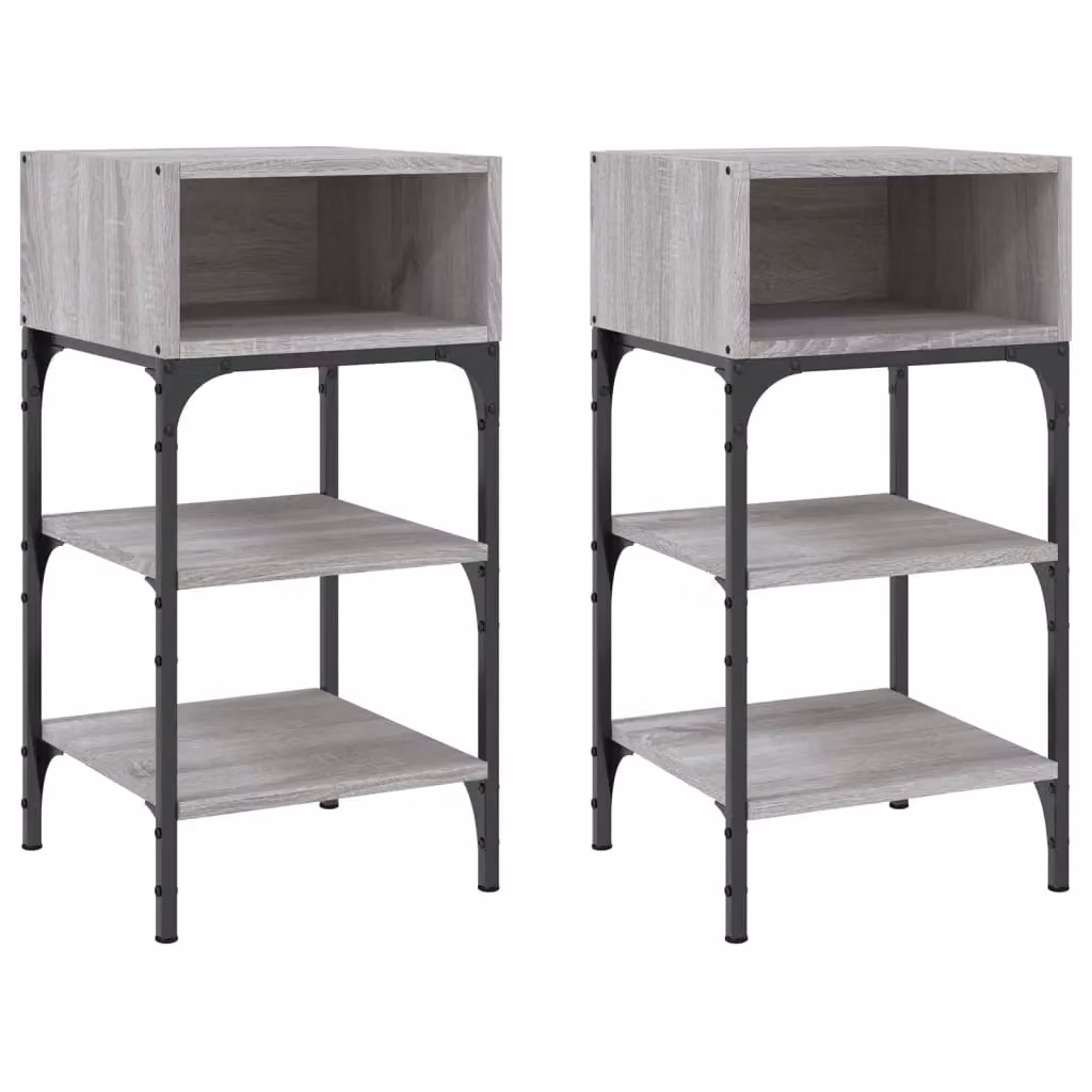 Berkfield Home Set of 2 Grey Sonoma Bedside Tables, W/D/H: 35 x 34.5 x 70 cm – 2
