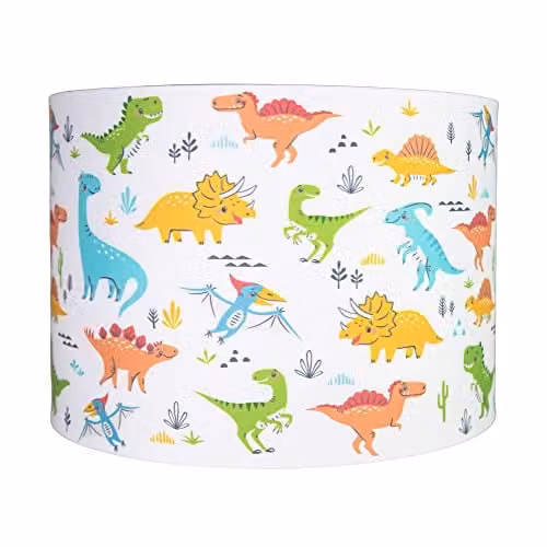 Happy Homewares Modern Multicolour Childrens Fabric Cylinder Lamp Shade, Diameter: 25 cm