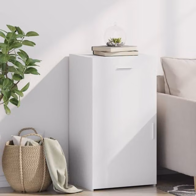 Berkfield Home White Classic Sideboard in Matt MDF, W/D/H: 50 x 42.5 x 93 cm