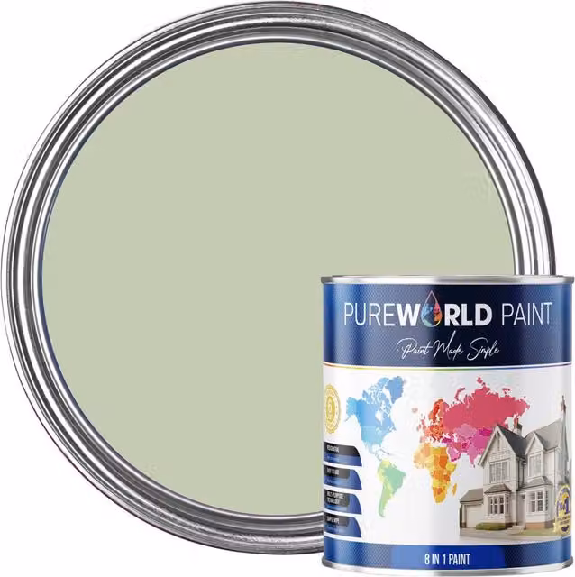 Pureworld Multi Surface Indoor and Outdoor All-In-One Water Based Matt Paint, Green, 20 l