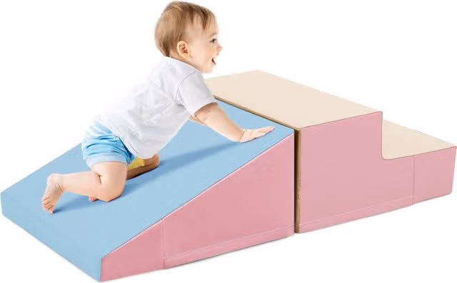 Costway Toddler Ramp Climber Gym Toy in Pink and Multicolour Foam