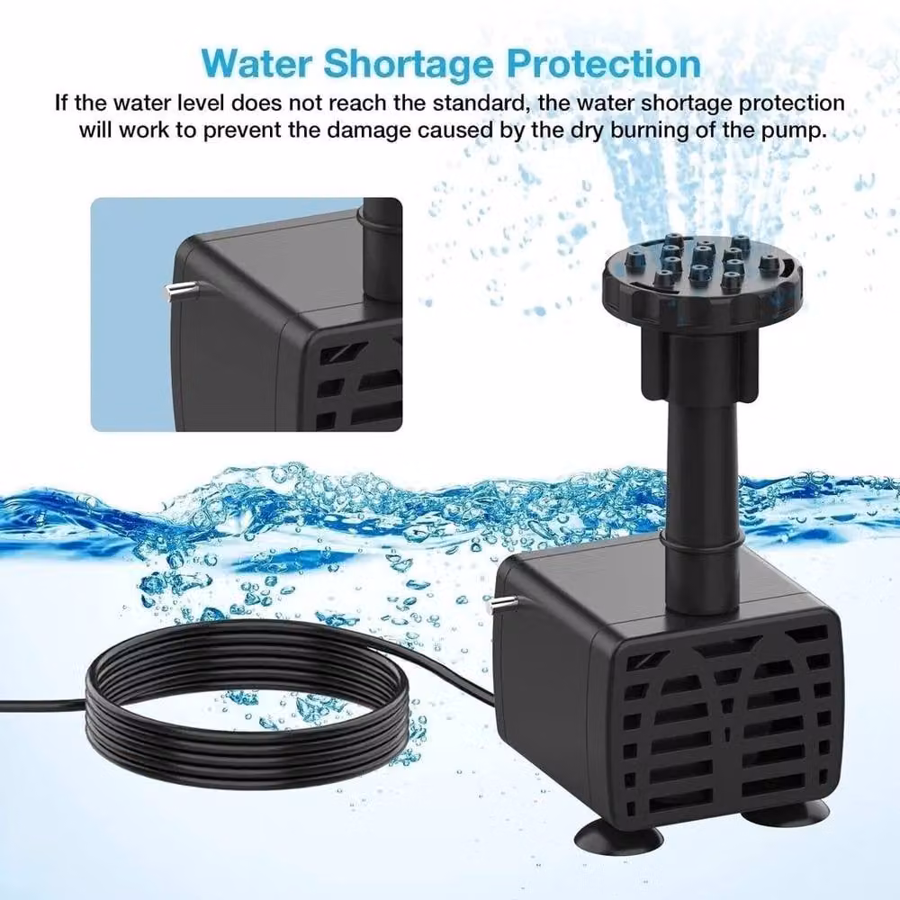 FLAVORA 6.5W Solar Power Bird Bath Fountain Pump with 6 Nozzles, Black, W/D/H: 100 x 100 x 100 cm – 4