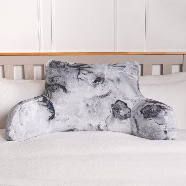 OHS Grey Marble Print Plush Bolster Cuddle Cushion