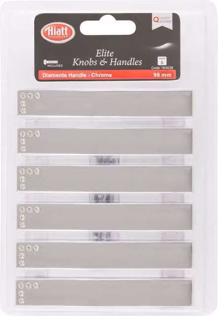 Hiatt Diamente Chrome Plated Bar Handle in Silver and Grey