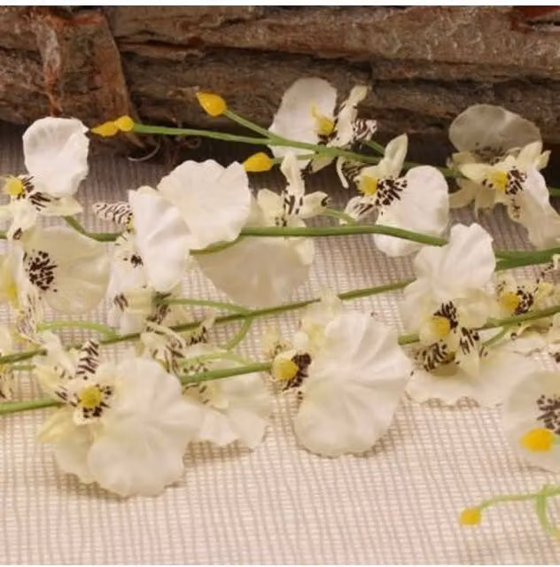 KDMD Dancing Orchid White 3 Pack Textile Floral Tabletop Orchids – 1