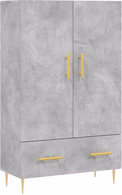 Berkfield Home Modern Highboard in Concrete Grey, W: 69.5 cm, D: 31 cm, H: 115 cm