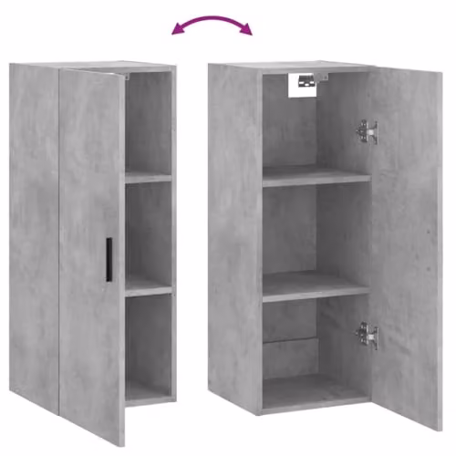 vidaXL Modern Wall Mounted Cabinet in Grey with Hinged Doors, W/D/H: 34.5 x 34 x 90 cm – 3