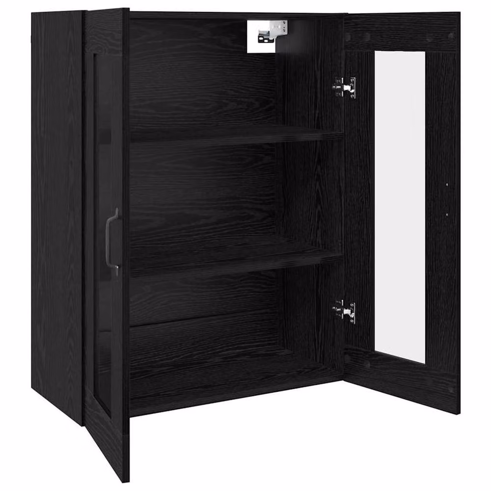 Berkfield Home Hanging Wall Cabinet in Black with Glass Doors, W/D/H: 69.5 x 34 x 90 cm – 4