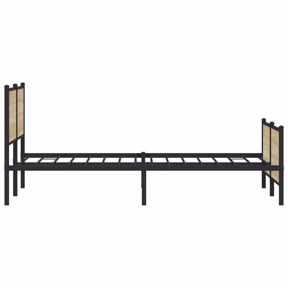 Berkfield Home Metal and Wood Bed Frame in Sonoma Oak and Beige, 200 x 200 cm – 3