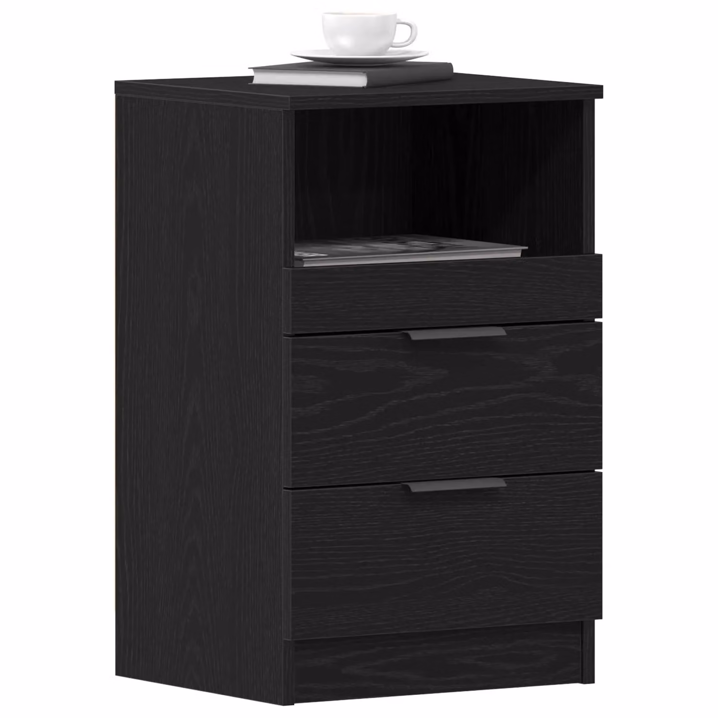 Berkfield Home Set of 2 Black Oak Bedside Cabinets, W/D/H: 40 x 35 x 65 cm – 3