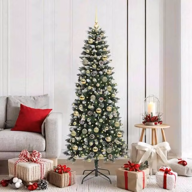 Berkfield Home Artificial Christmas Tree with 300 LEDs, Green, W/D/H: 76 x 76 x 180 cm