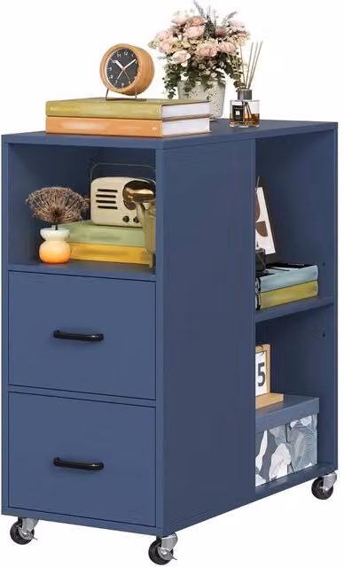 KORVIXA Blue Mobile File Cabinet with Castors – 1